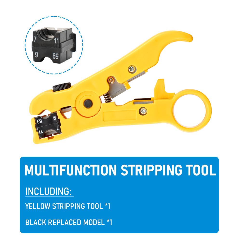 All-In-One Stripping Tool Wire Stripper RG59 RG6 RG11 RG7 Coaxial Cable Stripper Cutter  Pliers for Round Cable and Flat Cable. 