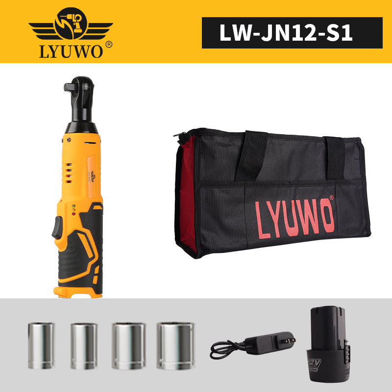 LYUWO 3/8 Rechargeable Electric , Ratchet Set, Angle Drill, Screwdriver To Remove Screw Nut, Automobile Maintenance Tool. 