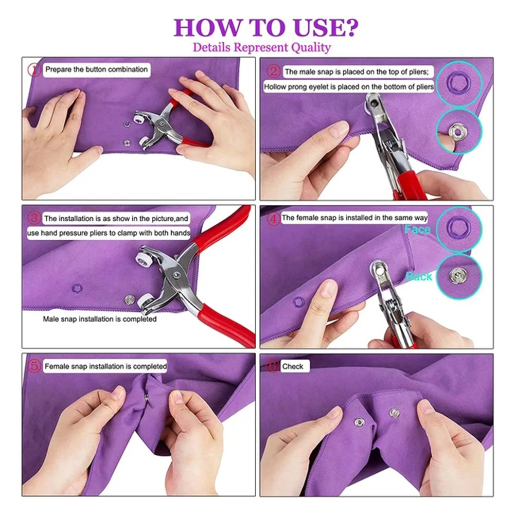 50/100pcs Metal Snaps Buttons With Fastener Pliers Press Tool Kit DIY Craft Sewing Button Thickened Snap Fastener For Clothes. 