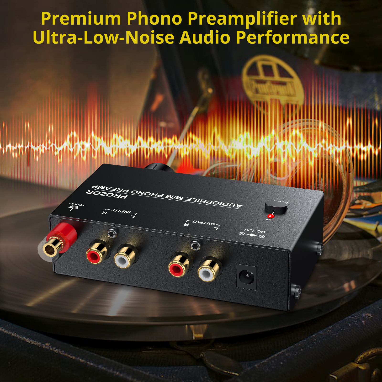 Prozor Phono Preamplifier Converter Audiophile M/M Phono Preamp Preamplifier With Level Control 2 RCA Input & Output For AK-750S. 