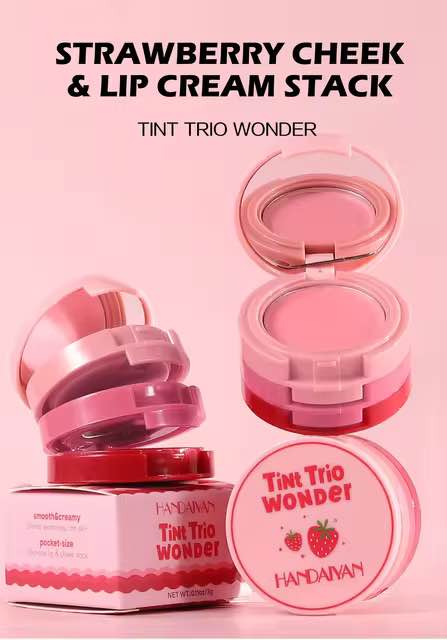 Handaiyan 3 in 1 Eye Shadow Face Blusher Lip Mud Natural Matte Multi-color Cheek Tint Smooth Contouring Makeup. 
