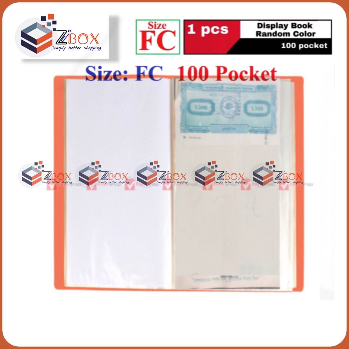 Display Book FC Legal size 100 /20/30/40 pocket Plastic File Folder Display Presentation Book, 100 Pocket, Random color- 1pcs
