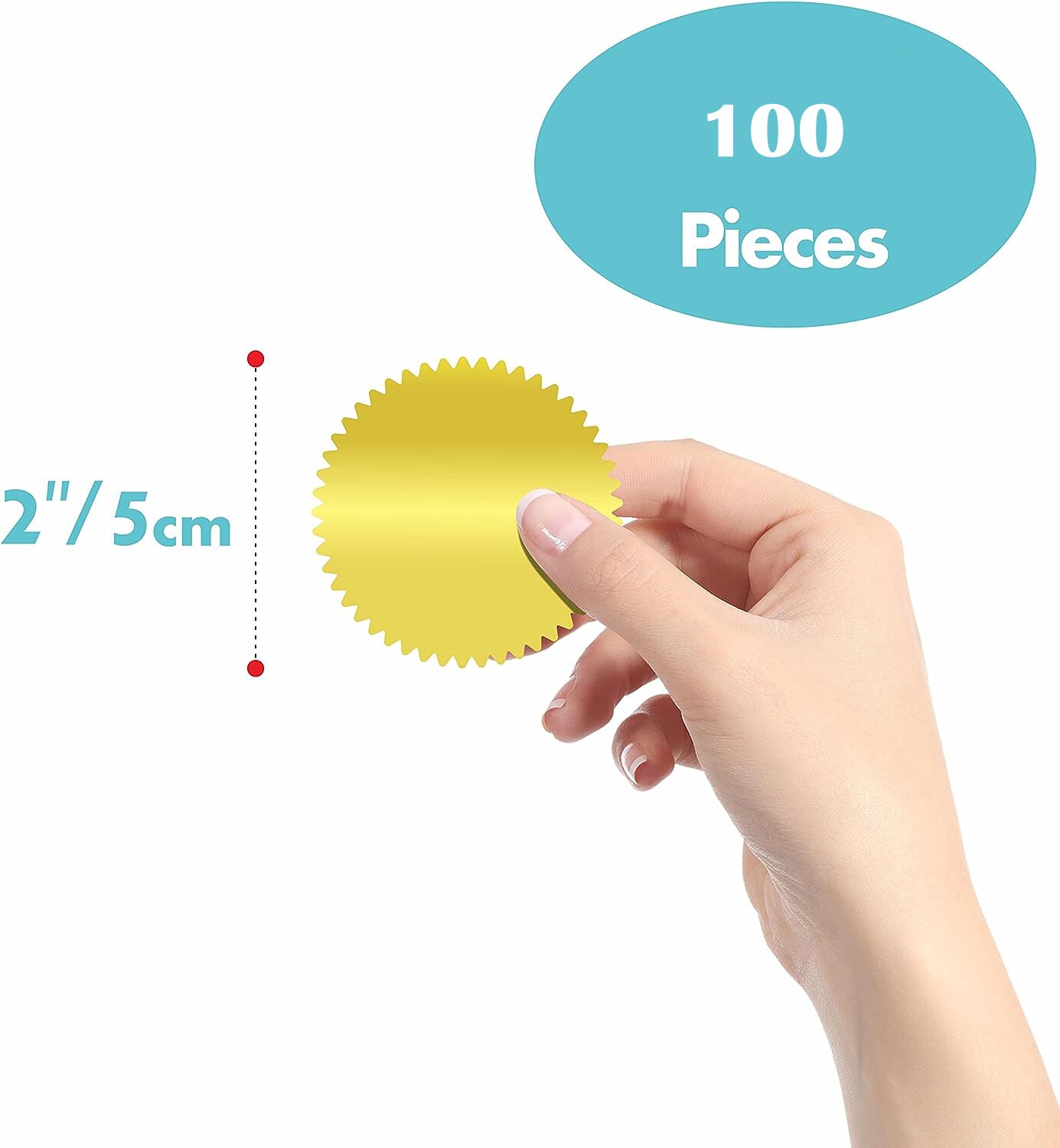 100pcs Embossing Stickers Blank Metallic Gold Certificate Seals Embossed Foil Stickers Scallop Edge Stickers Embosser Stamp Seal. 