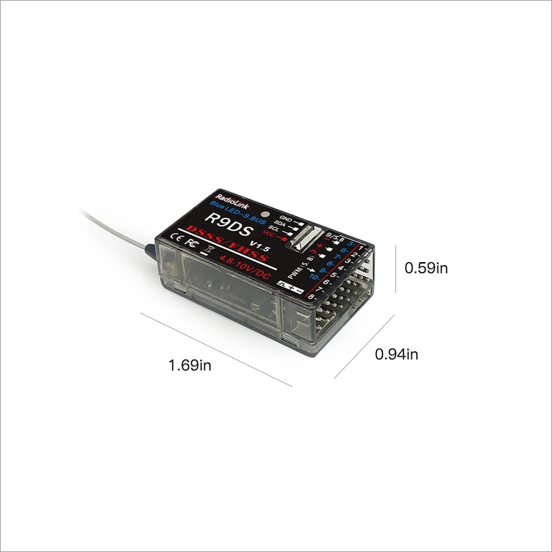 Original Radiolink R12DSM R12DS R9DS R6DSM R6DS RC Receiver 2.4GHZ Work with Transmitter AT9/AT9S/AT9S Pro/AT10/AT10 II Airplane. 