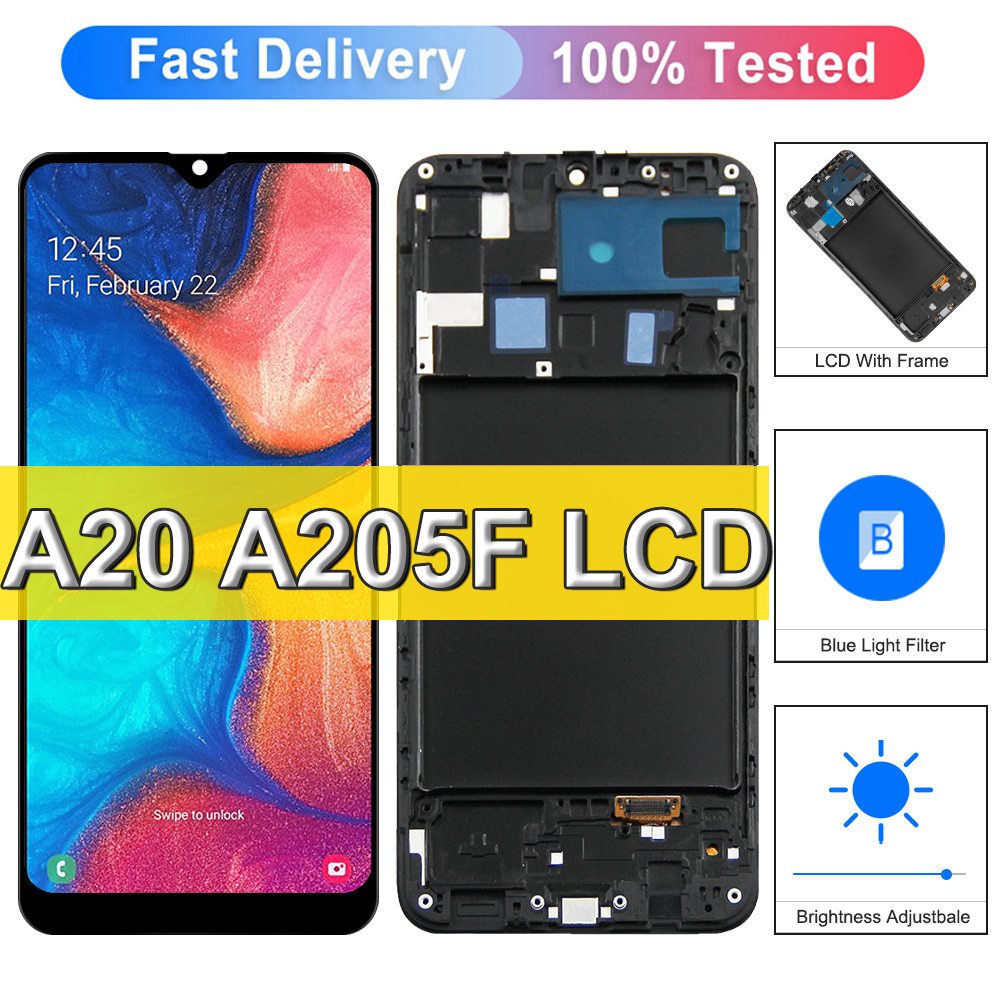 A20 Screen Replacement For Samsung Galaxy A20 A205 A205F LCD Display Touch Screen Assembly with Frame 6.4" For Samsung A20 LCD