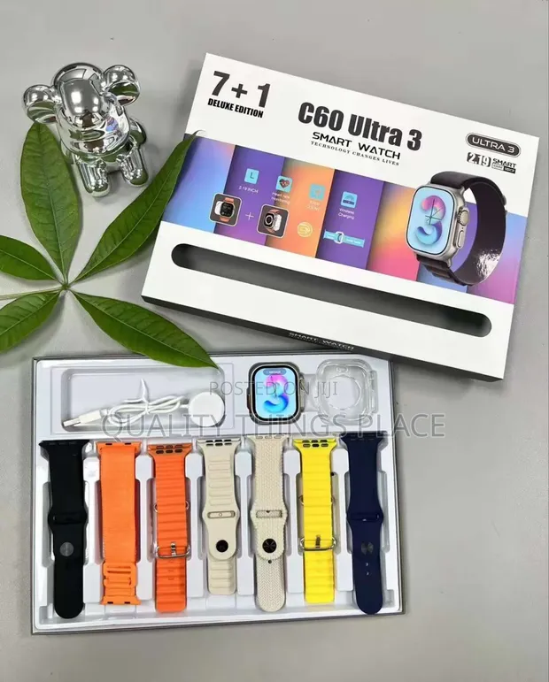 C60 Ultra 3 Smart Watch – 2.19” Ultra HD Display, 7+1 Deluxe Edition, Fitness & Health Tracker, Wireless Charging, Heart Rate Monitor, Bluetooth Smartwatch ⌚📱🏃‍♂️. 