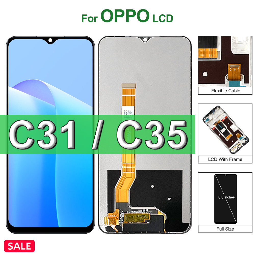 6.6" Screen For OPPO Realme C35 LCD RMX3511 LCD Display Screen Touch Panel Digitizer For Realme C31 LCD Frame RMX3501 Display