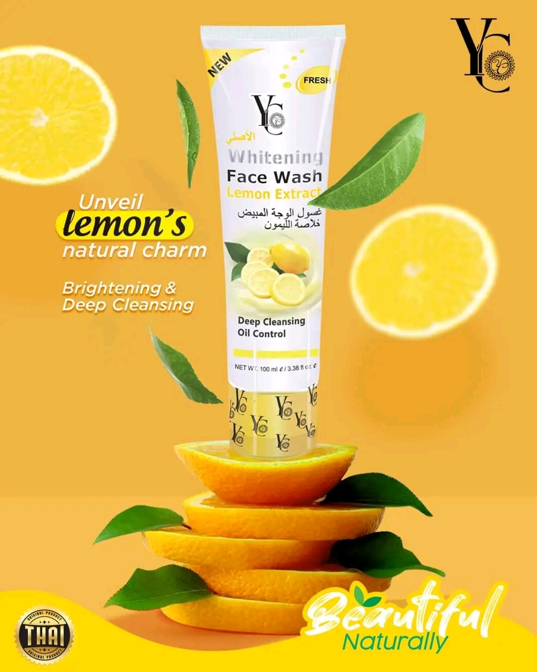 YC Whitening Face Wash Lemon Extract 50ml & 100ml (1Pc). 