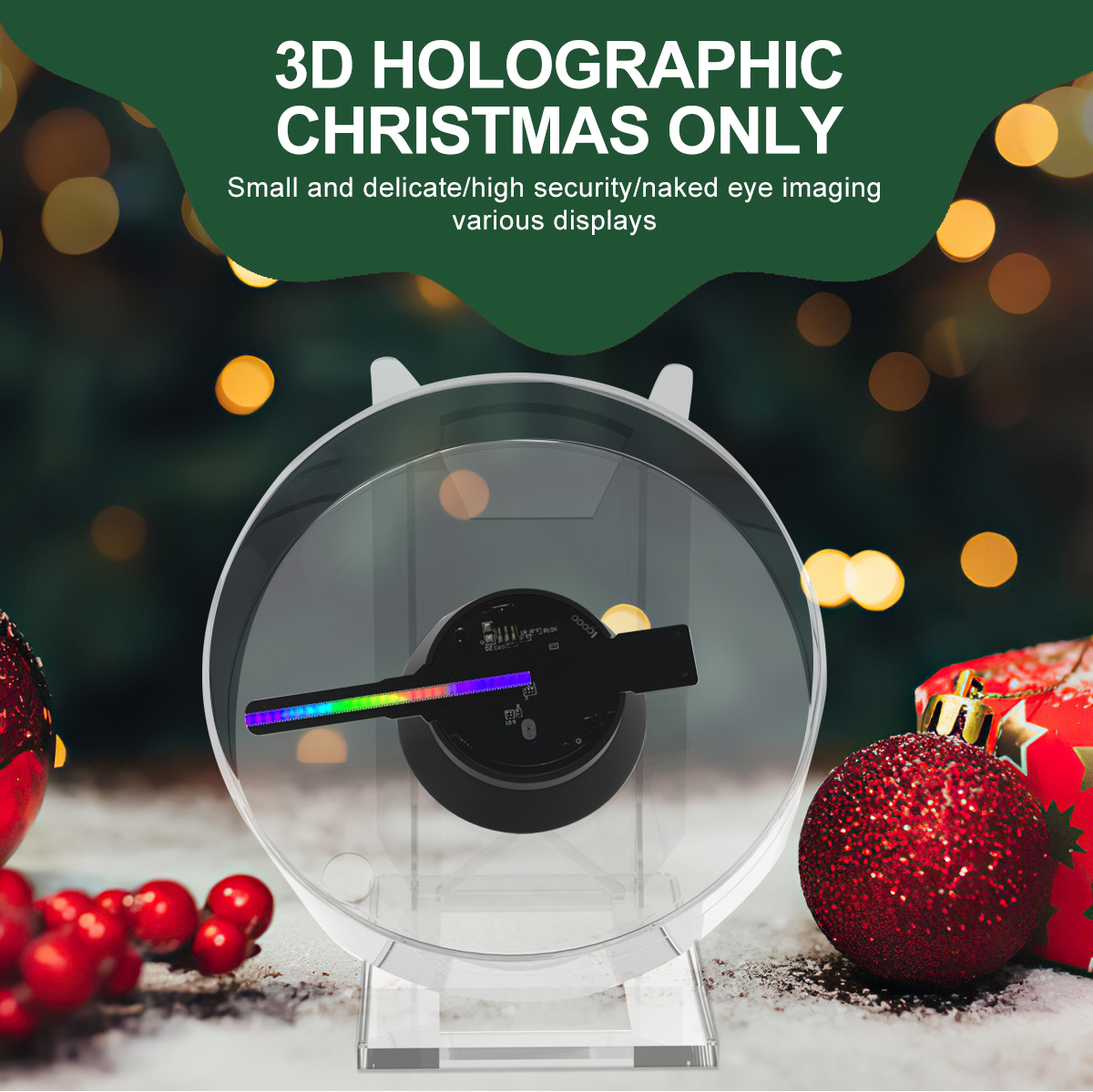 3D Hologram Projector Fan LED Sign Mini Desktop Holographic Player support Image Video Shop Bar Party Advertising Display Light. 