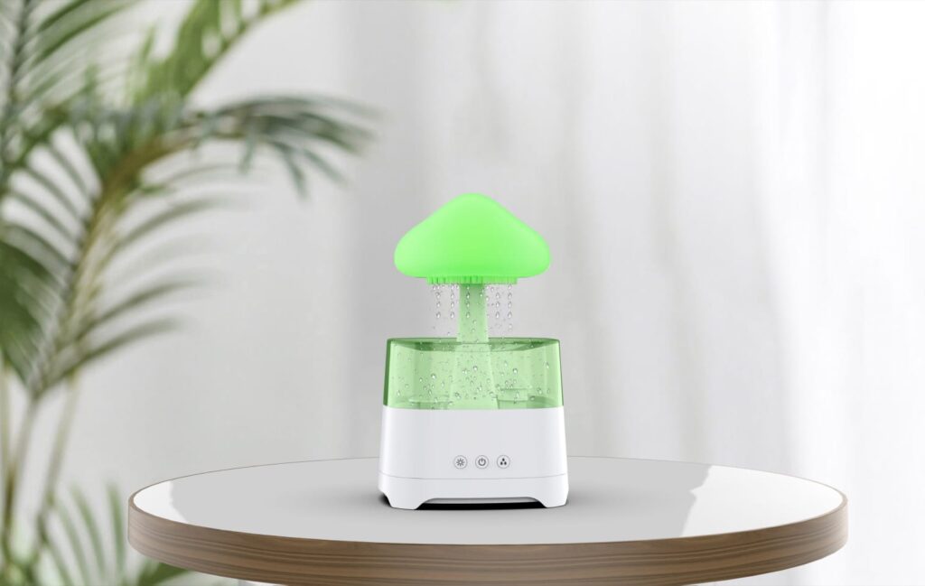 5 IN 1 Bluetooth Speaker Rain Cloud Humidifier, switchable 7 colors, 450ml capacity super quiet, intelligent anti-dry function. 