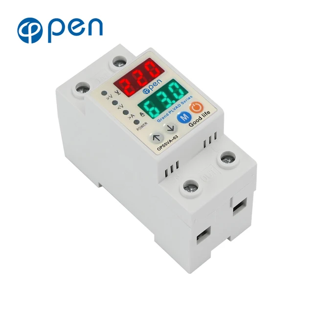 Adjustable over under voltage current protector 40A/63A- genuine open brand digital circuit breaker. 