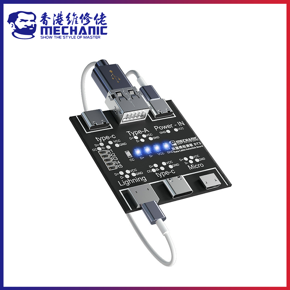 MECHANIC DT3 USB Cable Tester Data Cable Test PCB Board for IPhone Android USB Type-C Lightting Date Cable on-Off Detection. 
