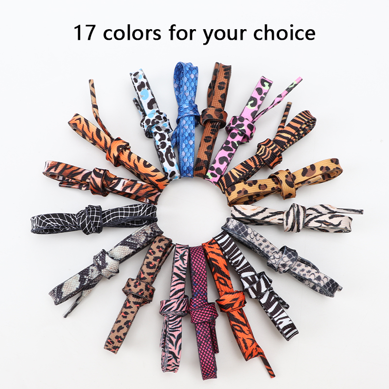 Animal Pattern Shoelaces Flat AF1/AJ Sneakers Shoe laces Tiger/Snake/Leopard Print Shoelace 120/140/160CM Shoes Strings 1Pair. 