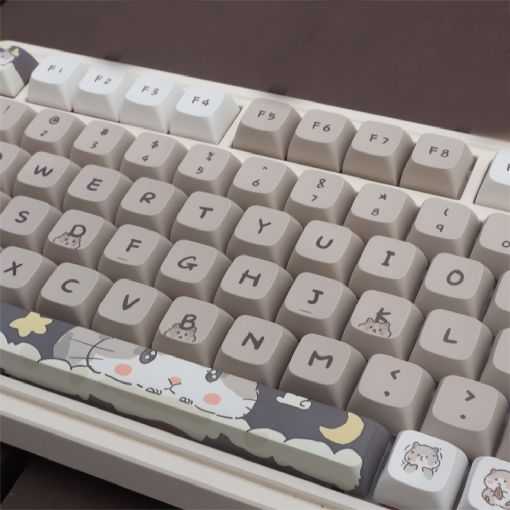 132 keys Cute Mouse Cartoon Theme Keycaps XDA Profile Key caps English for 61/64/68/84/87/96/98/104 Mechanical Keyboard Keycaps. 