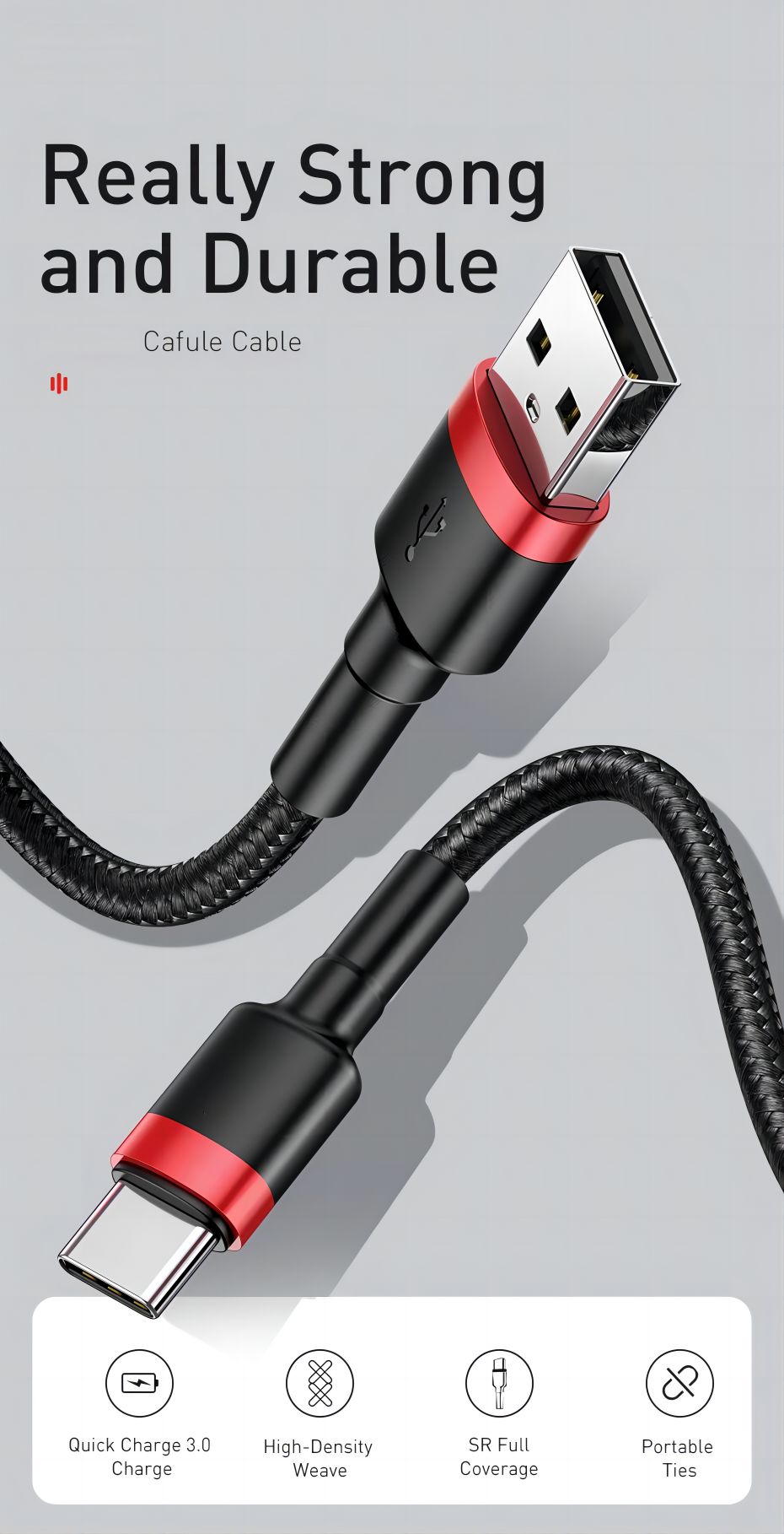 Type-C Fast Charging Cable QC3.0 5V/3A with Fast Data Transfer and ...