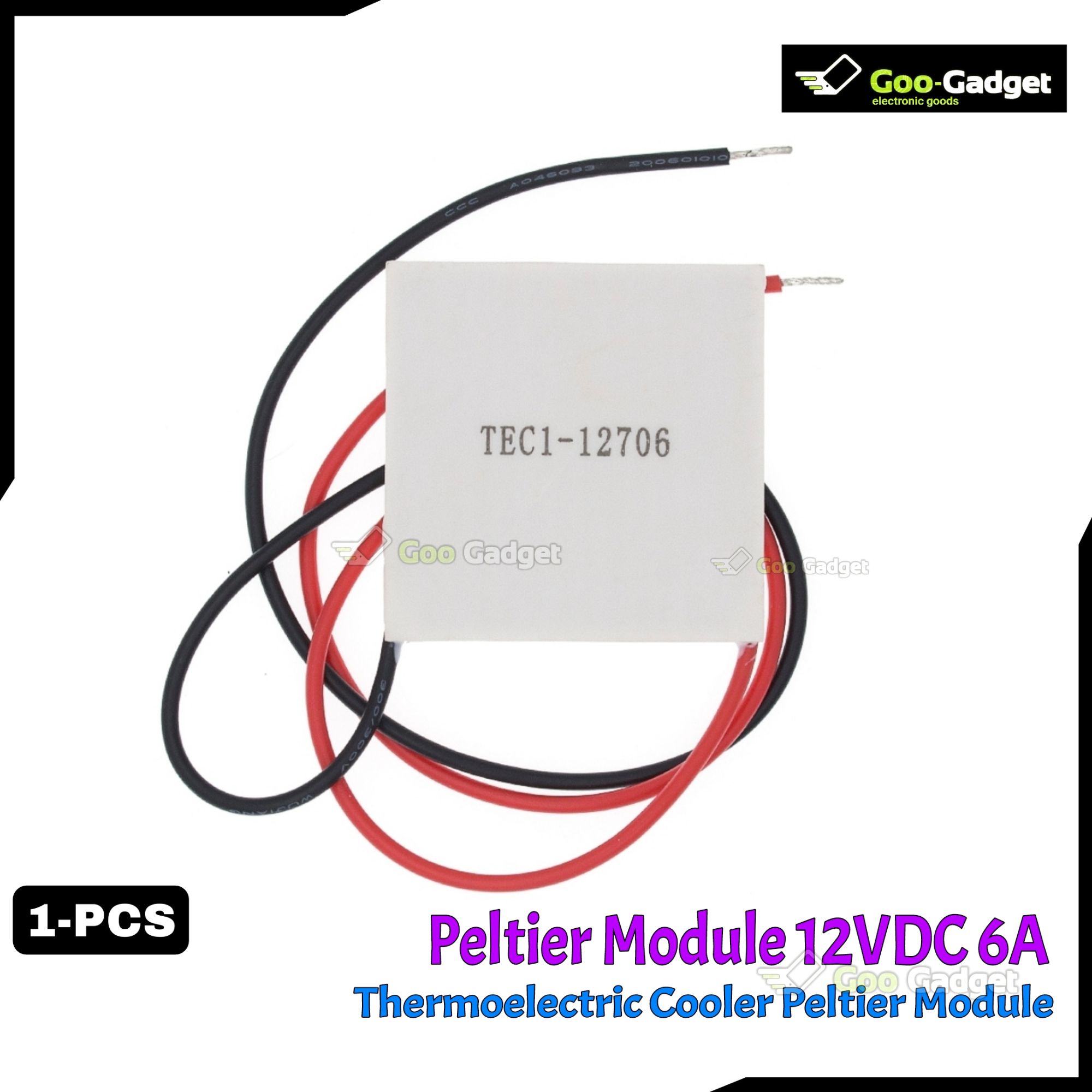 Thermoelectric Cooler Peltier Module TEC1-12706 12VDC 6A Goo-Gadget
