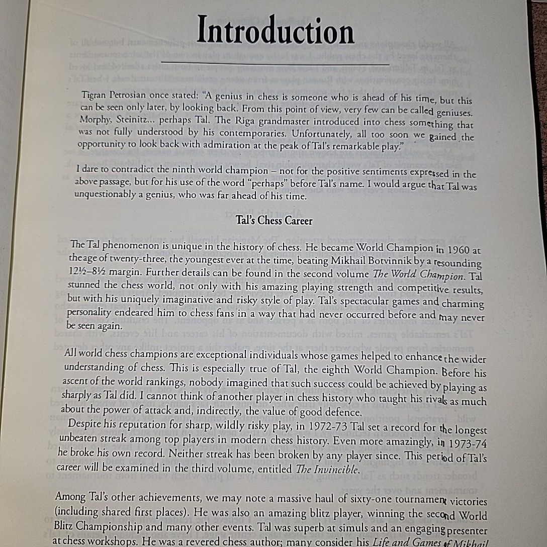 Mikhail Tal's Best Games 1 By Tibor Karolyi. 