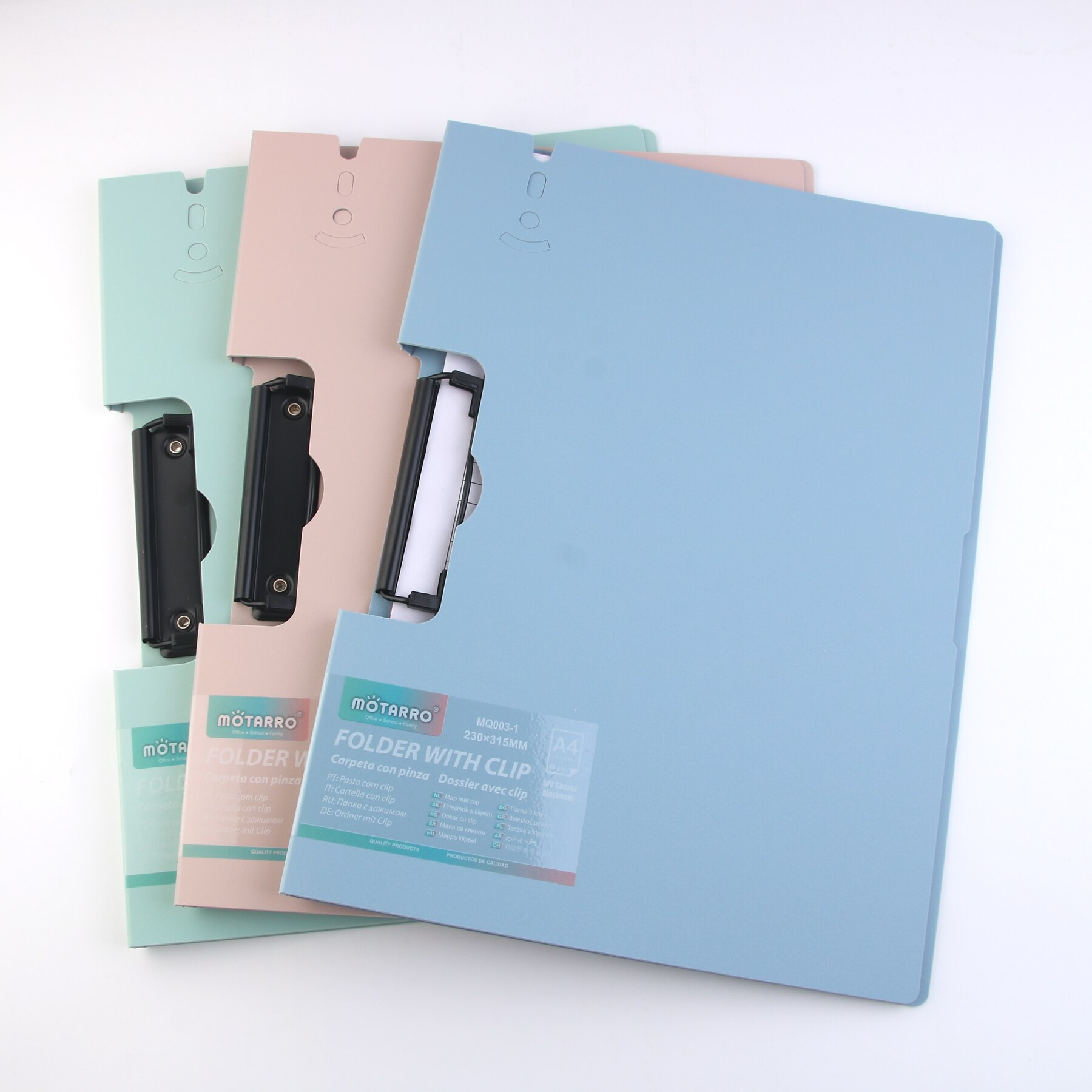 MOTARRO A4 Foamed PP Double Folded Flat Head Flat Plate with Morandi Color Scheme Pink Blue Green Folder for School Office