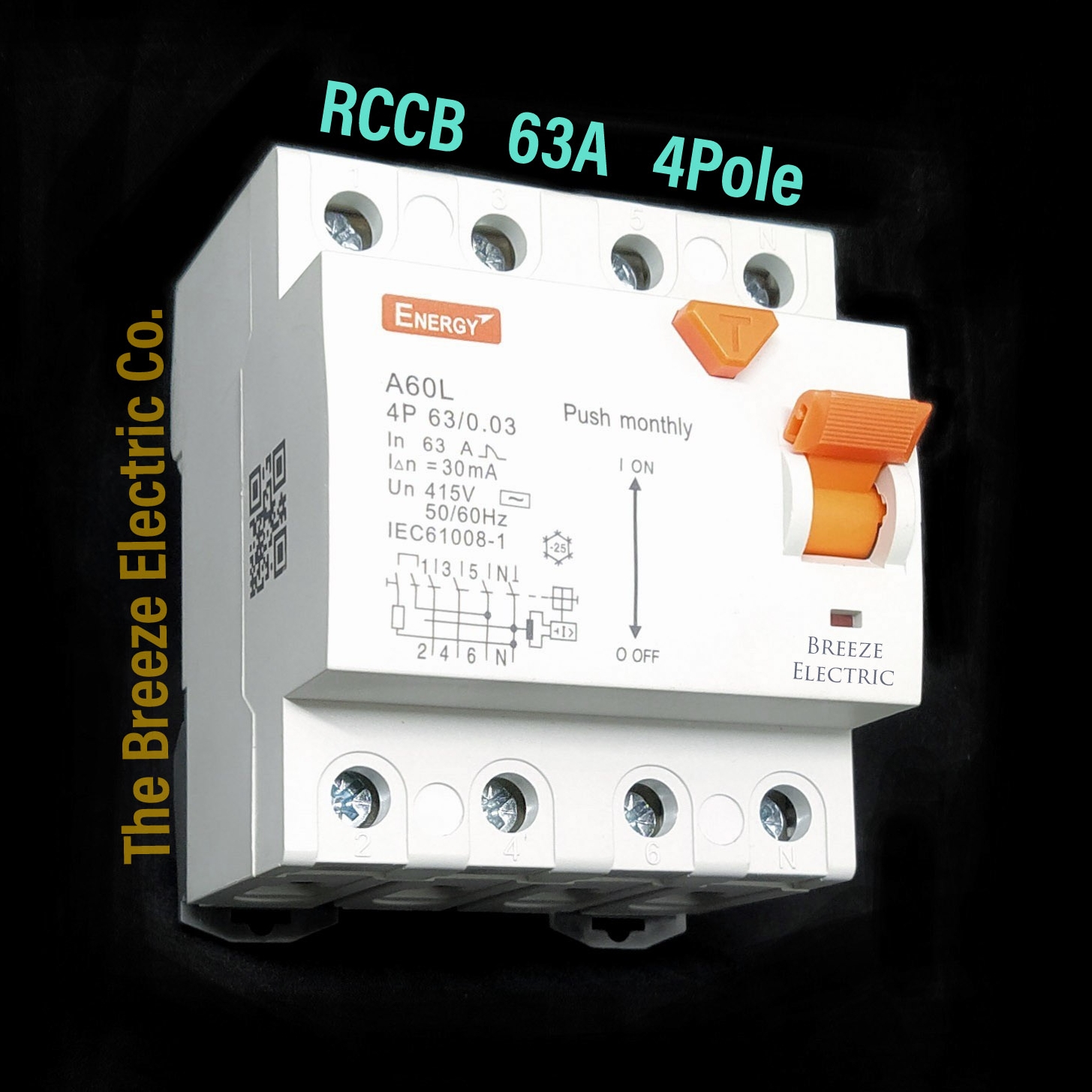 RCCB 63A 4P 4 Pole Circuit Breaker.. 