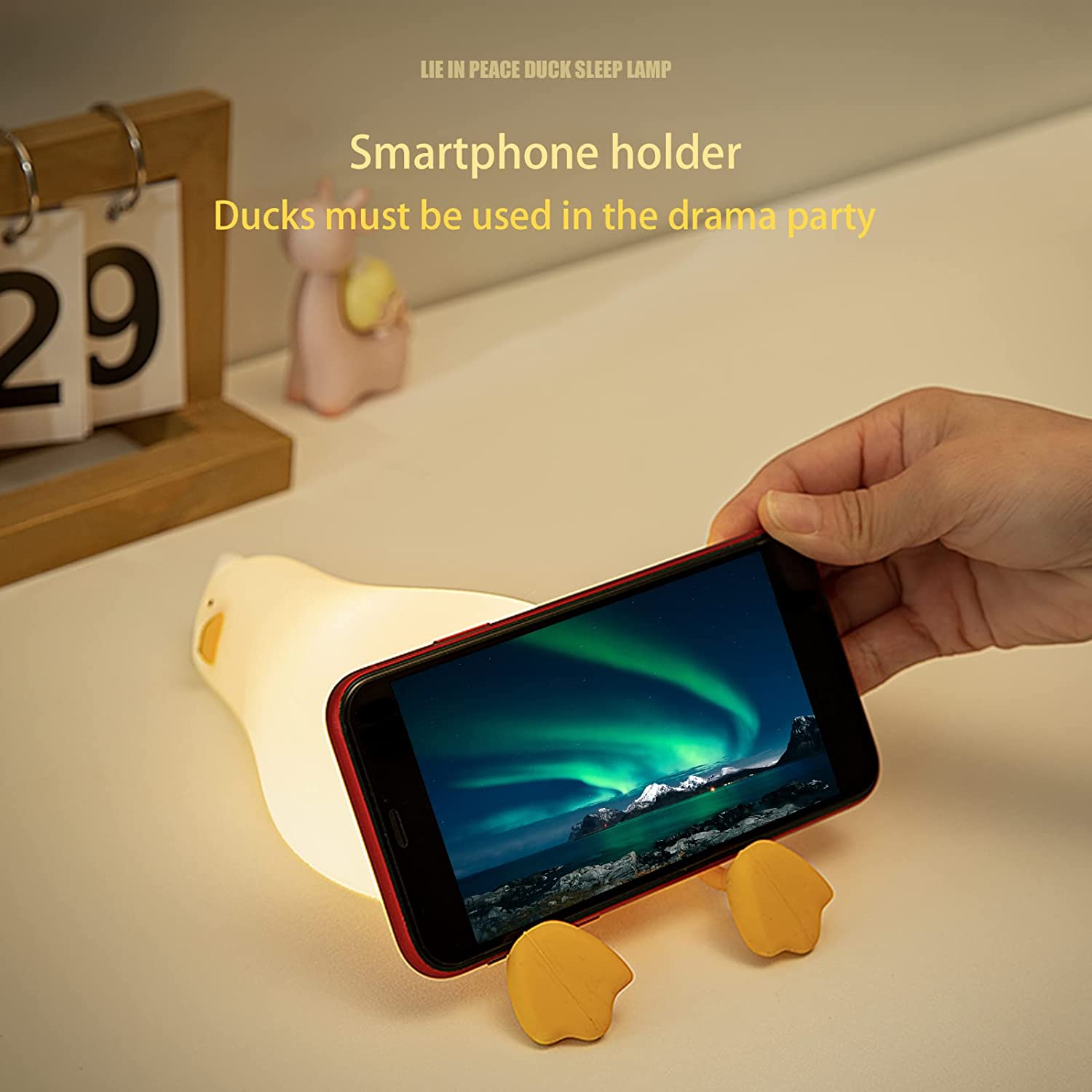 Benson Lying Flat Duck Night Light, LED Squishy Duck Lamp, Cute Light Up Duck, Silicone Dimmable Nursery Nightlight,. 