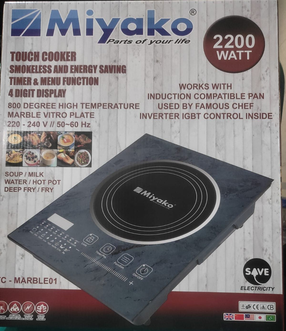 Miyako Induction Cooker TC-MARBLE01 (INVERTER). 