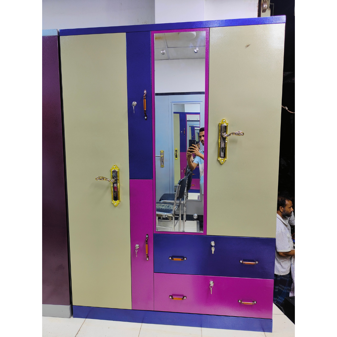 Three Door Double Churir Box and Double Drawer Steel Almirah