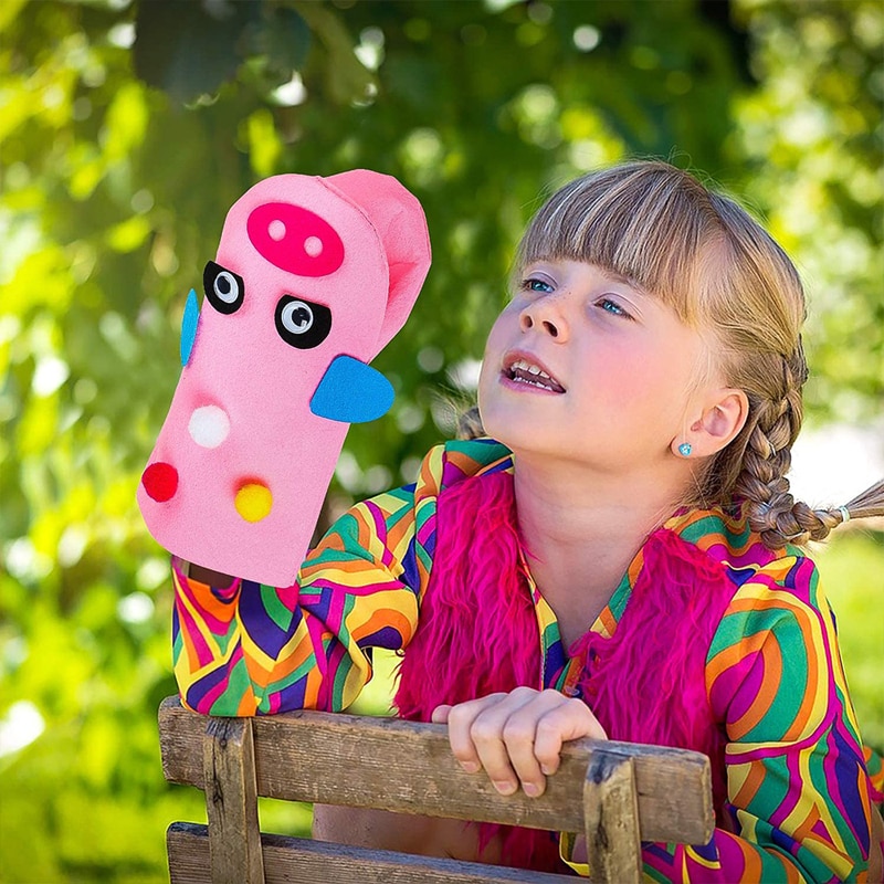DIY Hand Puppet Making Kit Make Your Own Felt Animal Theme Storytelling Manual Handmade Puppets Craft Material For Kids Teens. 