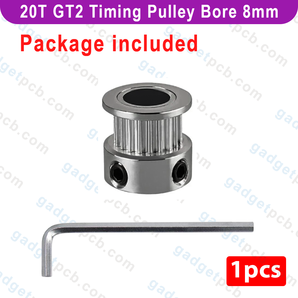 20 Teeth GT2 Timing Pulley Shaft Hole 8mm Aluminum GT2 Timing Pulley 8mm Bore 20 Tooth 6mm Wide Timing Belt For CNC 3D Printer