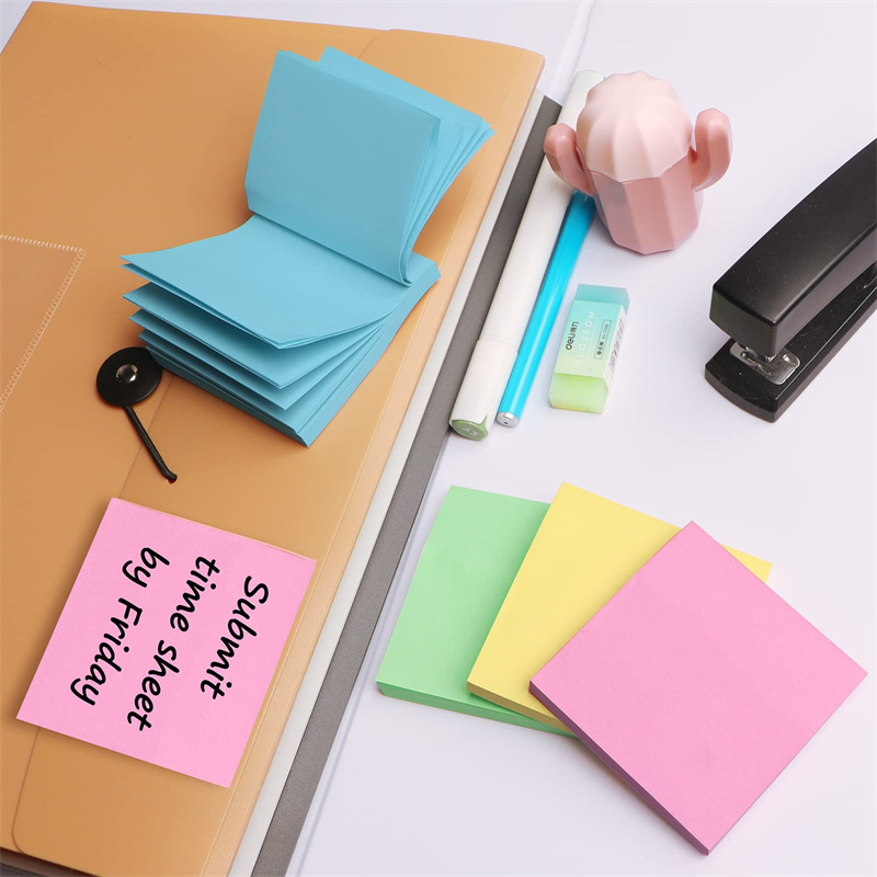Soft Colors Sticky Note Pads, 3×3'' Self-stick Memo Pads, Super Adhesive Sticky Notes, Perfect for Office, Home, School, Meeting. 