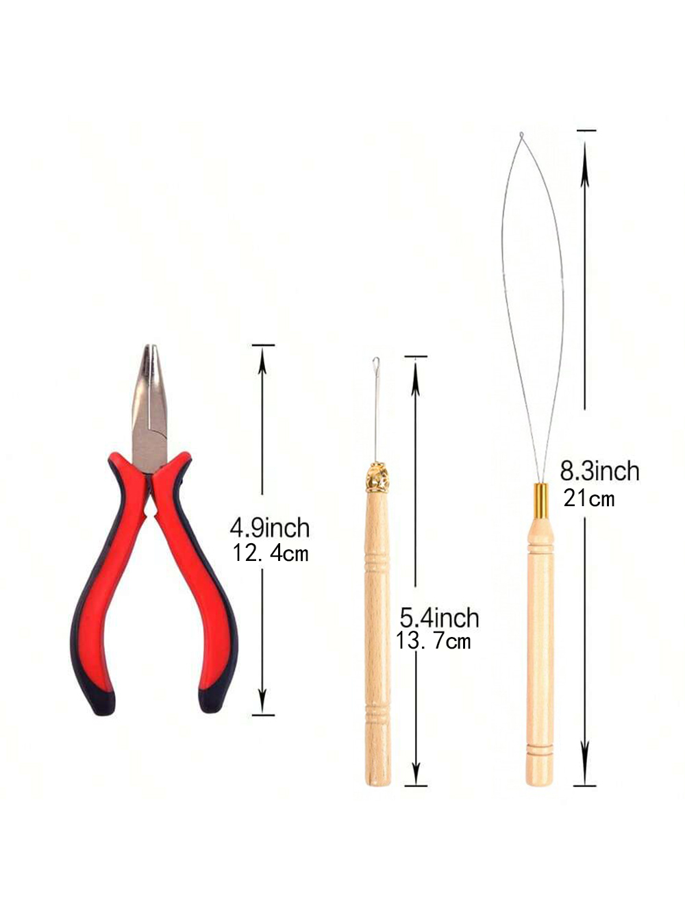 Hair Extensions Tool Kit I-tip Hair Extension Pliers Pulling Hook Bead Device Tool Kits and 100 Pcs 5 mm Micro Links Rings Beads. 