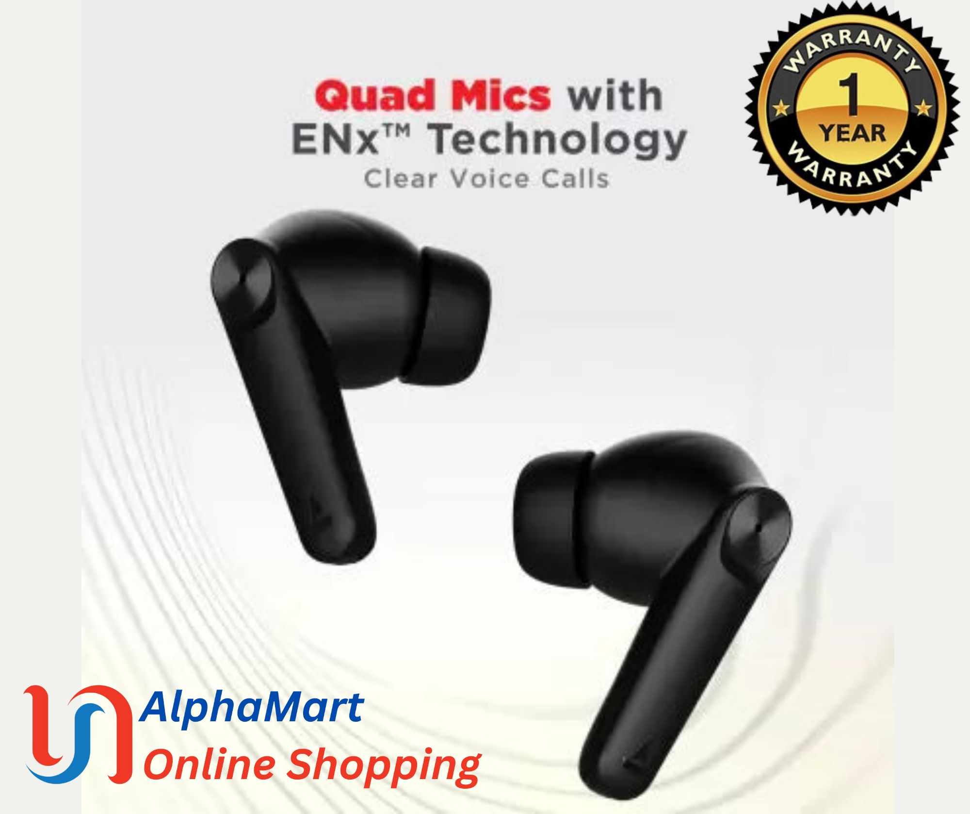 boAt Airdopes Atom 83 True Wireless Earbuds with up to 50 Hours Playtime, Quad Mics with ENx™ Technology, 13mm Drivers, BEAST™ Mode, ASAP™ Charge, with 1 year replacement guarantee.. 