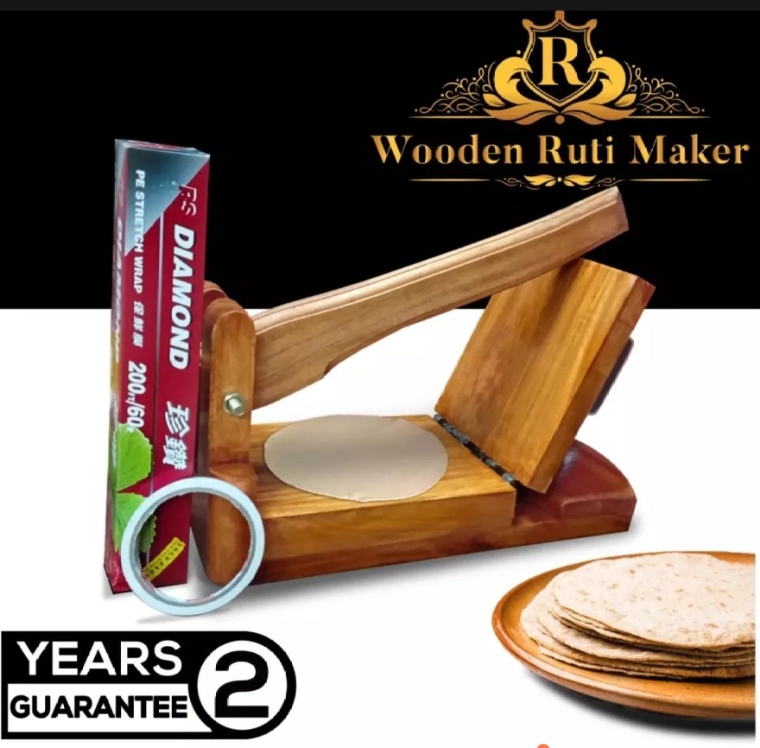 Wooden Square Easy Roti Maker with roti paper and both side tape. 