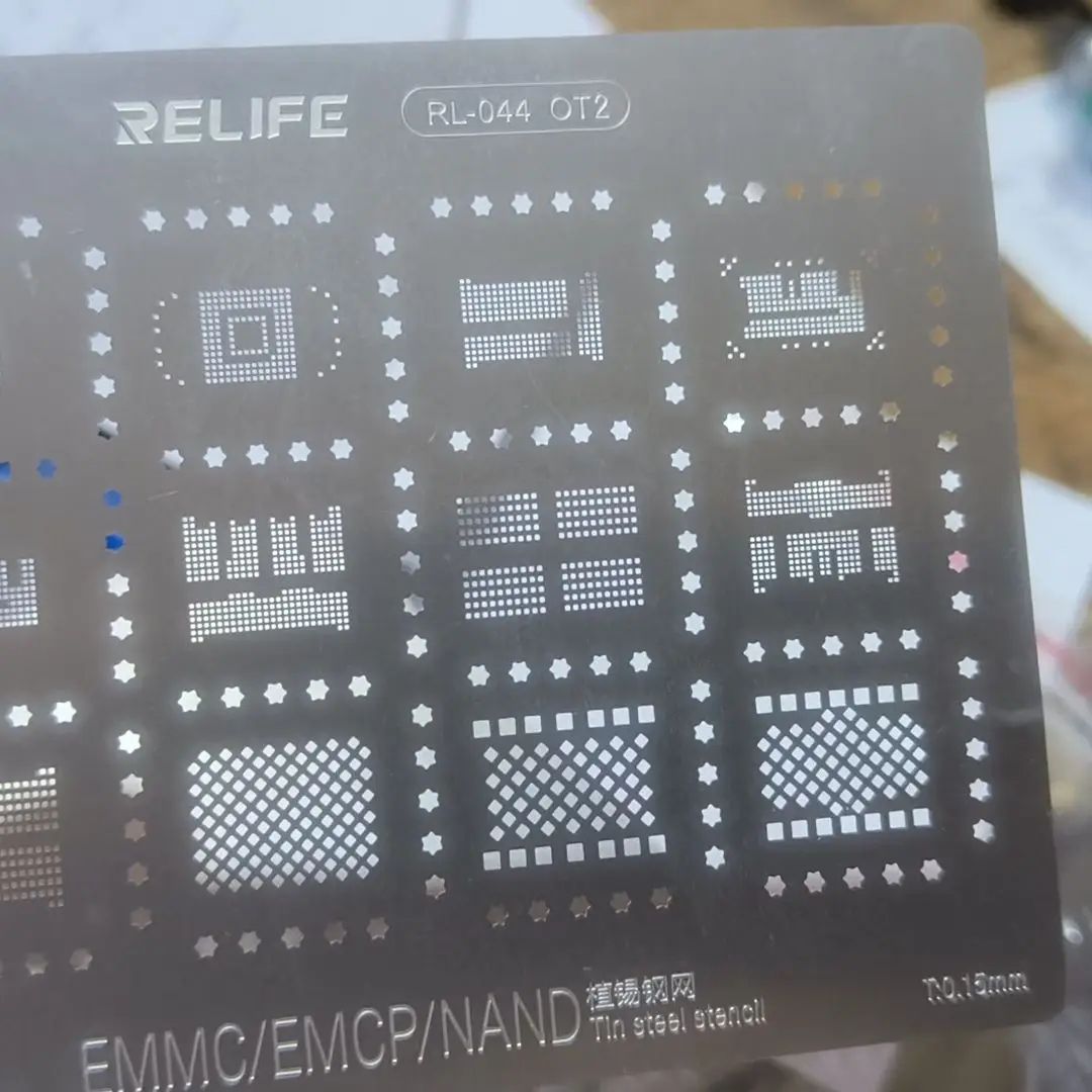 Relife RL-044 OT2 BGA IC Reballing Stencil For Android Nand Flash EMMC EMCP UFS LPDDR PCIE BGA162 BGA153 BGA169 BGA221 BGA186 BGA297 BGA254 BGA178 BGA200 BGA110 BGA60 BGA70 similar EMMC:1 EMMC:2 EMMC:3. 