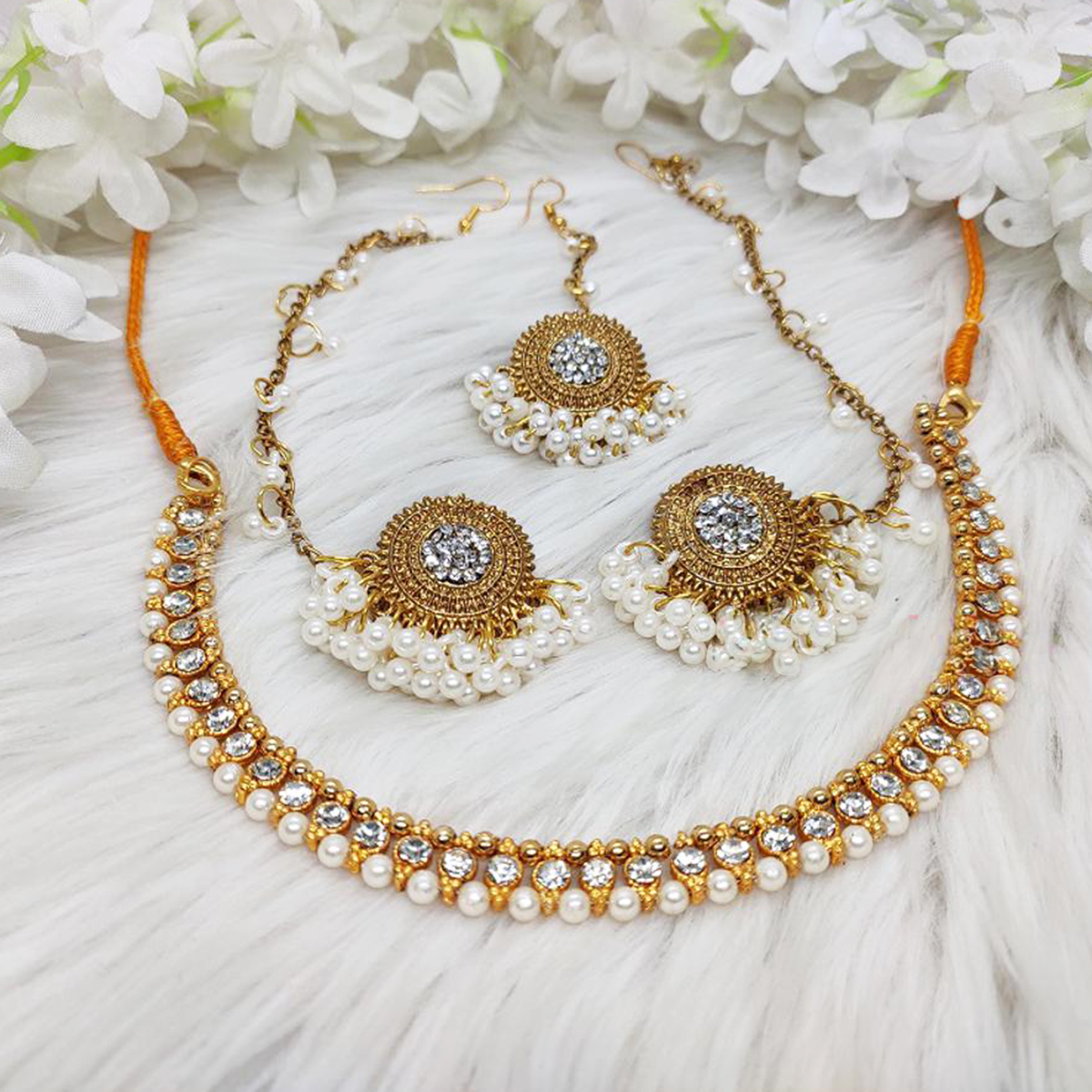 Elegant Tikli Tana Kaner Necklace Set for Women Traditional Bridal Golar Set with Matching Accessories