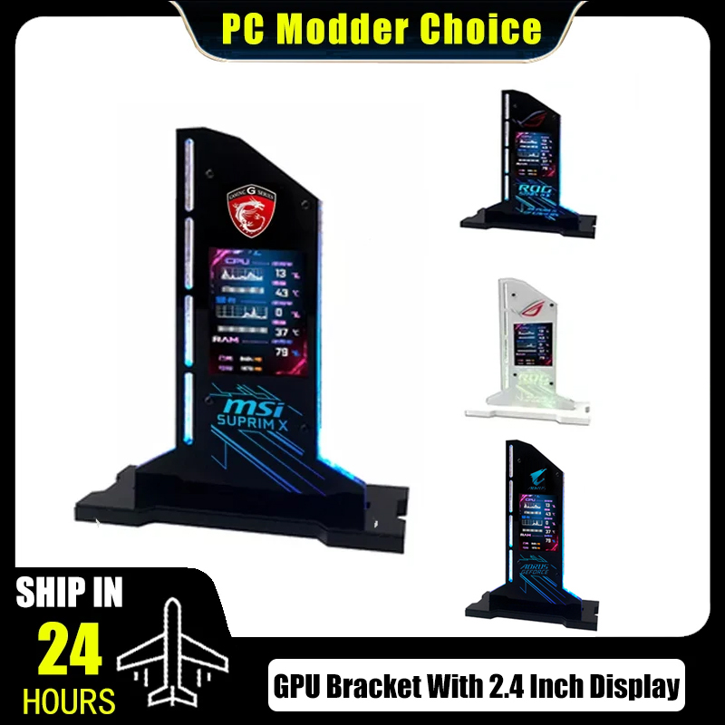 RGB Vertical GPU Bracket ROG MSI Aorus With 2.4 inch LED Display Graphics Card Support VGA Holder For MOD Gamer Cabinet. 