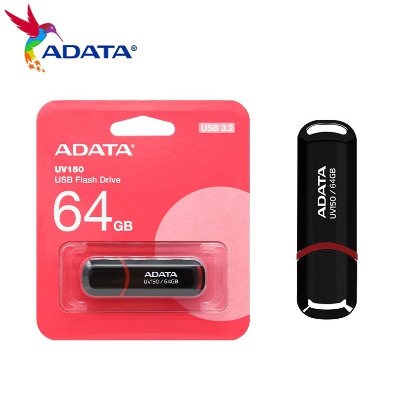 Original ADATAA UV150 USB3.2 High-speed Flash Usb Flash Drive Plug And Play Easy Portable USB Flash Drive Black 64GB. 