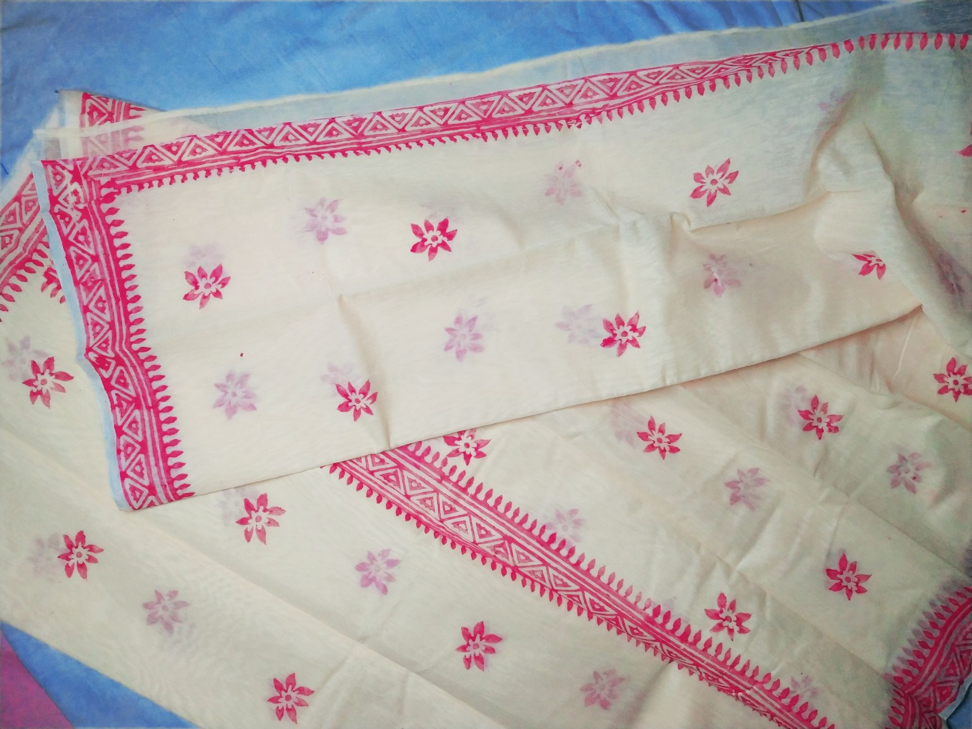Pooja Special block saree. 