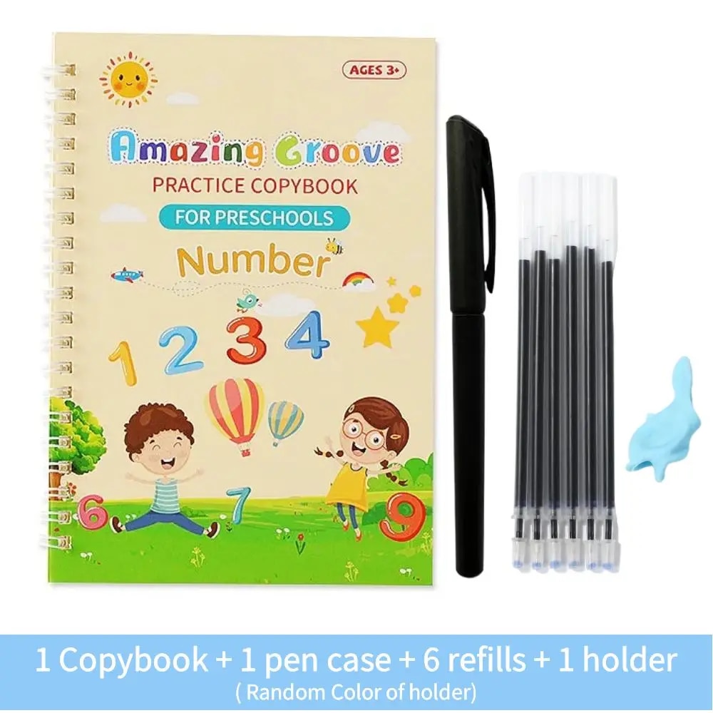 Reusable English Writing Practice Book for Kids Wipe Clean Magic Copybook with Stickers Parental Guidance Interactive Learning. 