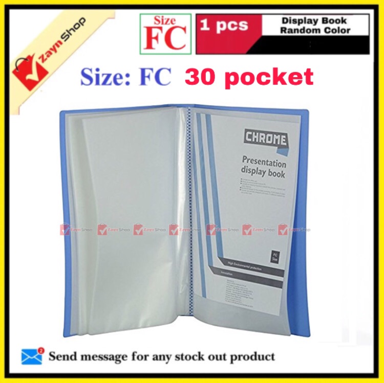 Display Book FC Legal Size 30 pocket Plastic File Folder Display Presentation Book Random color- 1pcs. 