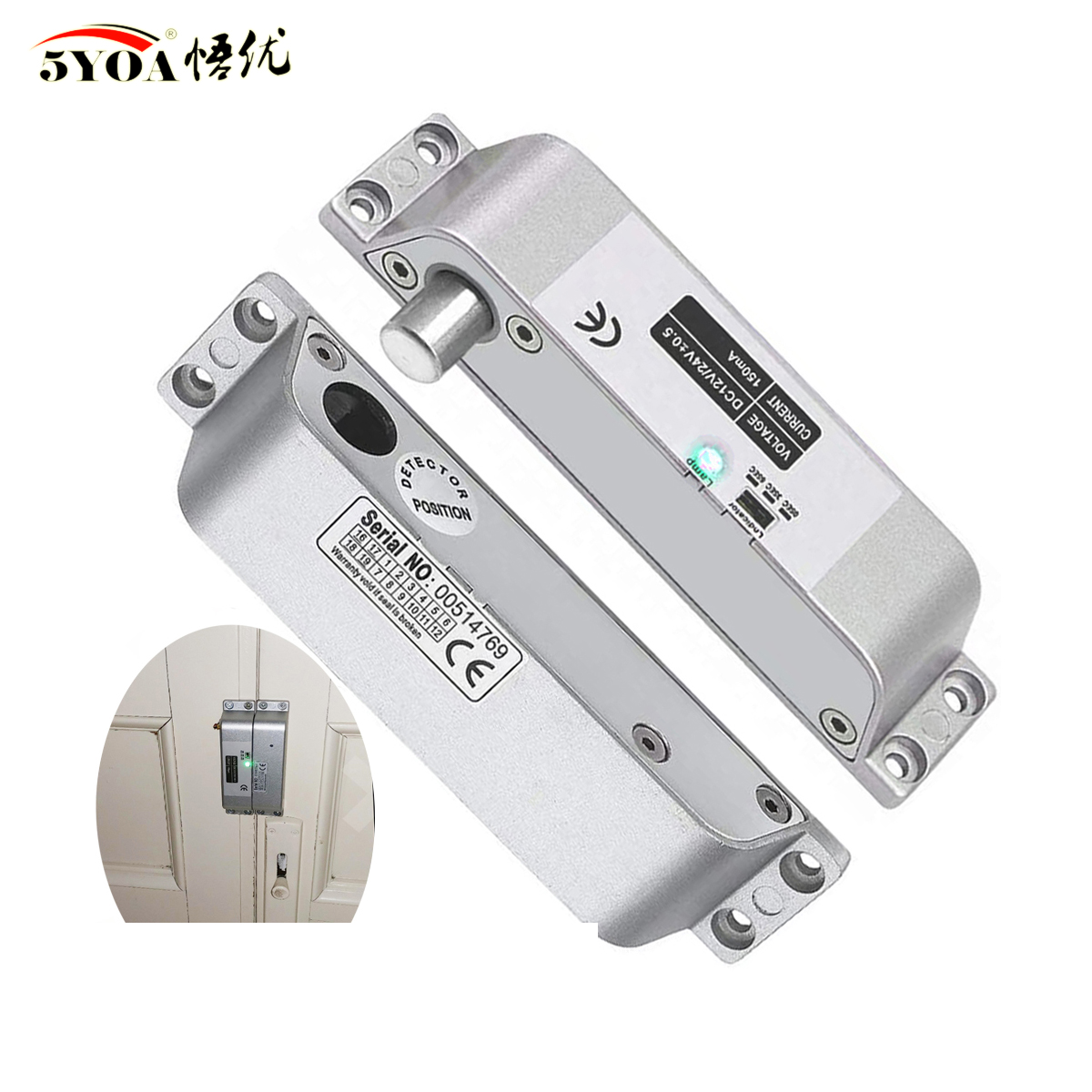 Electric Mortise Locks Drop Bolt Lock DC12V Smart Electronic with Adjustable Time Delay Fail Safe Mode for Access Control. 