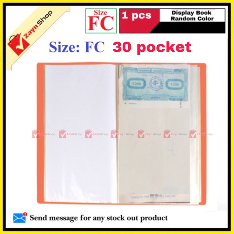 Display Book FC Legal Size 30 pocket Plastic File Folder Display Presentation Book Random color- 1pcs. 