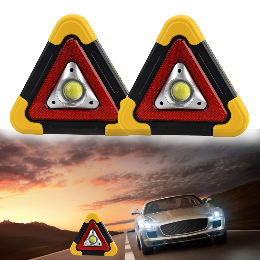 Triangle Warning Sign Road Safety Alarm lamp Portable Emergency Breakdown Flashing light on hand Car LED Work light