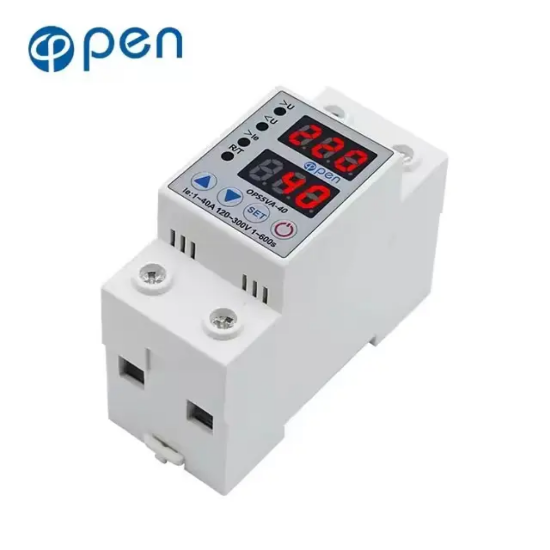 Adjustable over under voltage current protector 63A - genuine open brand digital circuit breaker. 