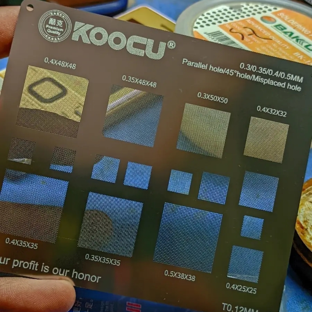 Kocu multiple objective BGA Rebeling Stencil 0.3/0.35/0.4/Parallel/45 degree hole 0.5mm direct heat template Solder Rework Net. 