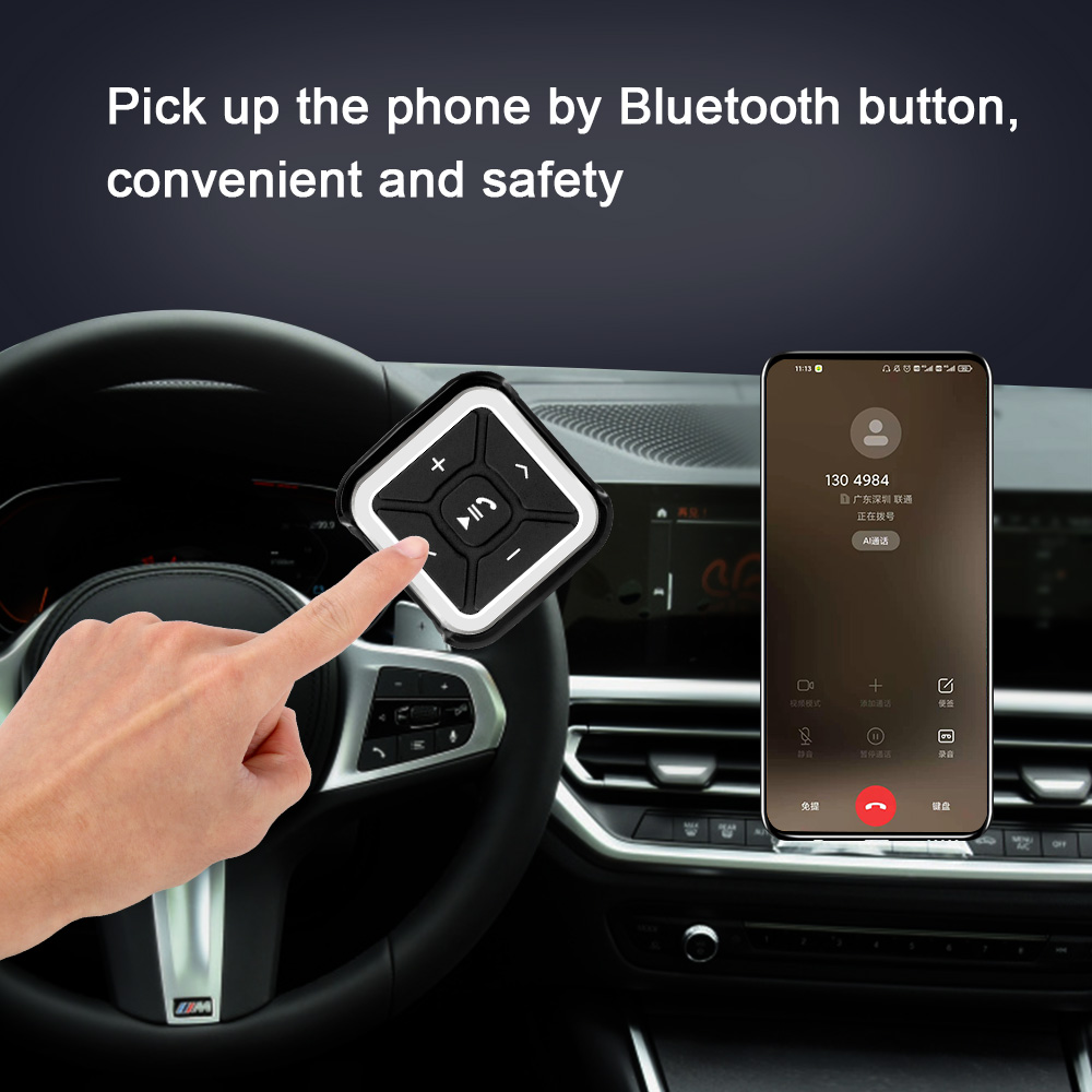 Wireless Bluetooth Steering Wheel Remote Control Car Radio Audio Buttons Smartphone Control for Media MP3 Player for Android IOS. 