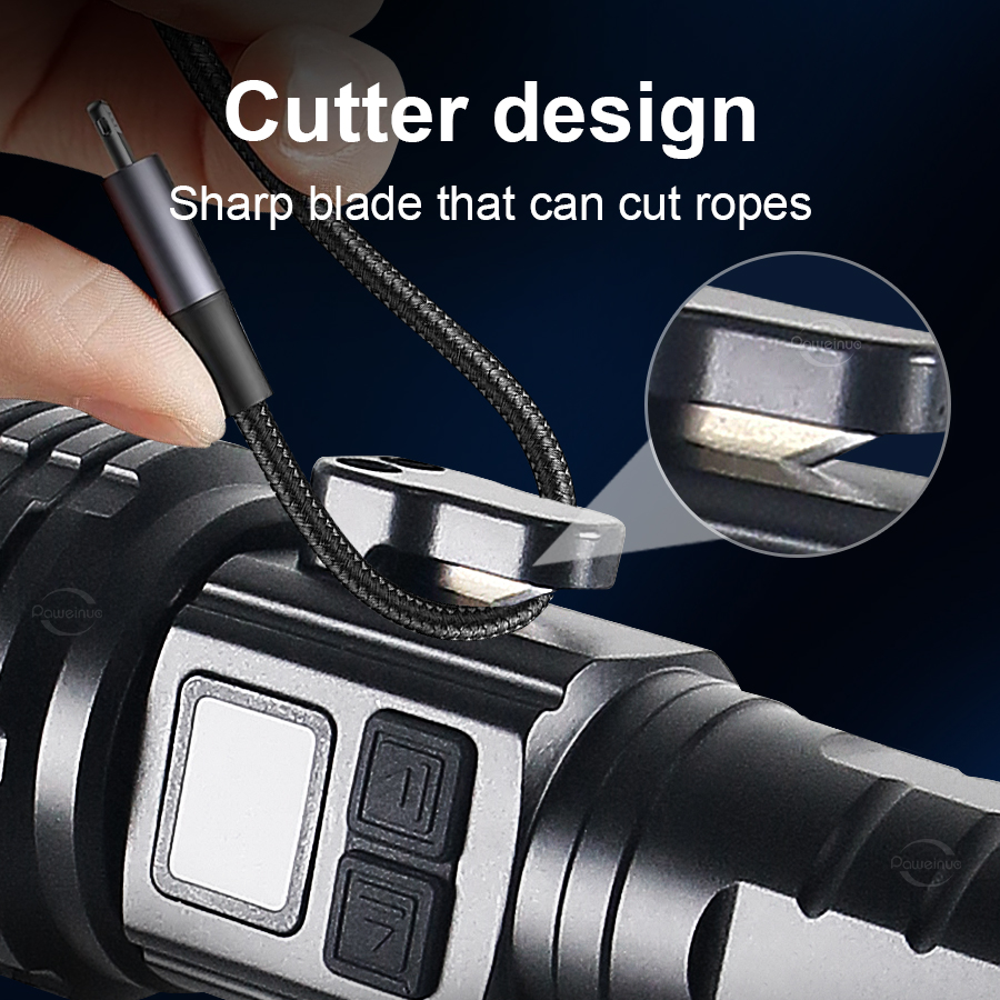Multifunctional Powerful Tactical Flashlight White Laser LED Torch Rechargeable Lamp Magnet Cutting Rope Self Defense Lantern. 