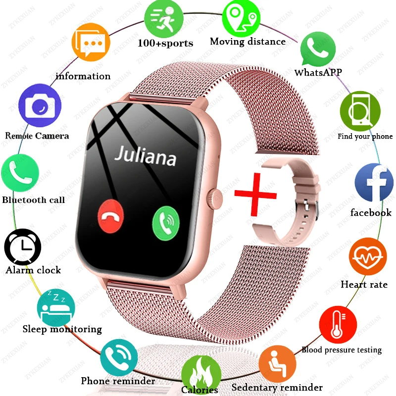 2025 New For Women Bluetooth Call Smart Watch Women Men Heart Rate Blood Oxygen Voice Assistant 100+Sports Ladies Smartwatch