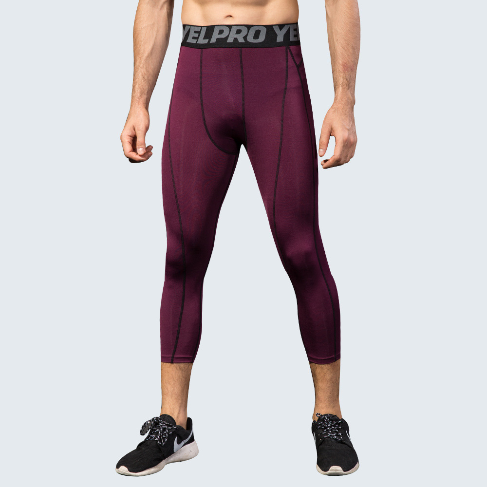 Athletic Men's 3/4 Compression Legging Base Layer Running Tights Men Gym Leggings Football Basketball Pants. 