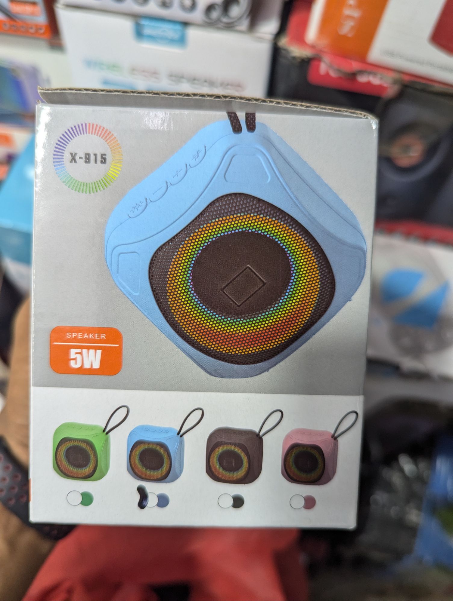 X-915 Colorful light RGB home music Bluetooth SpeakerWaterproof HiFi Super bass Wireless Mini portable Speaker with Bluetooth, FM Radio. 