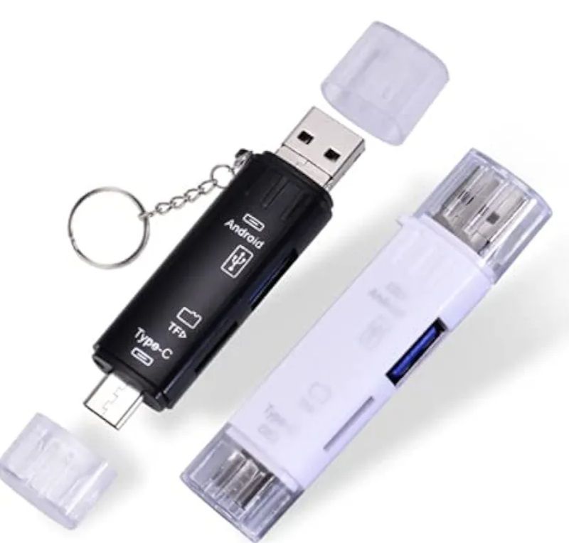 5 in 1 Type C/Usb /Micro Usb/Tf/SD Memory Card Reader OTG Card Reader. 